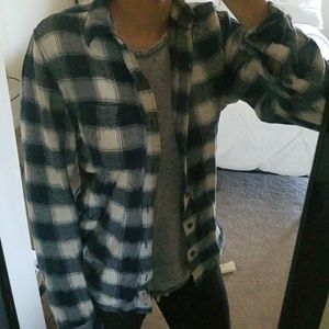 Blue and white flannel shirt